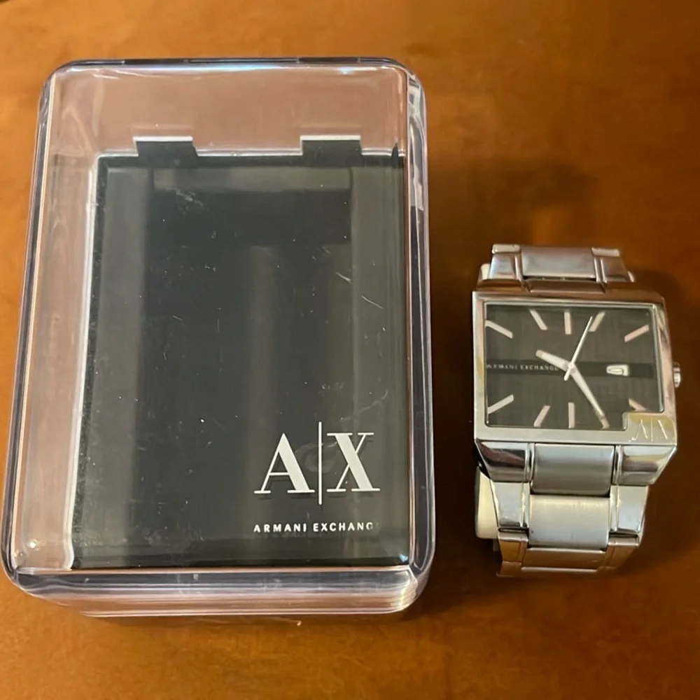Armani Exchange AX2003 Square Stainless Steel Men’s Watch Silver